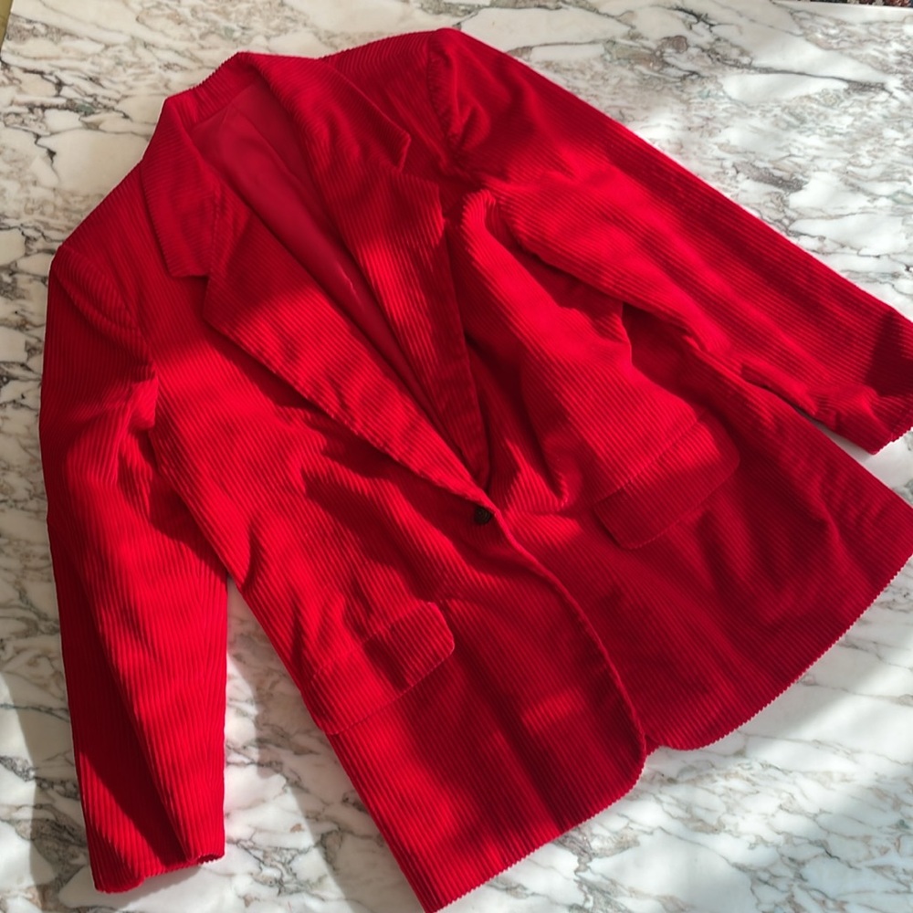 VTG Talbots wide wale corduroy jacket sz L made in USA 🇺🇸 red blazer red jacket